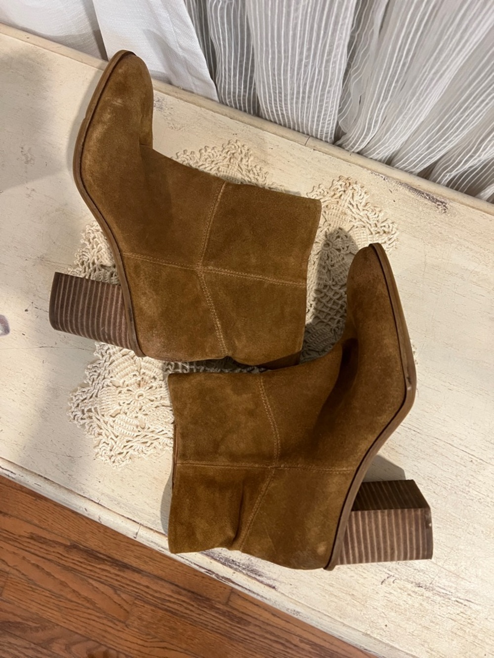 Lucky Brand Brown Suede Ankle Boots Block Heel Size 10M - Picture 9 of 11